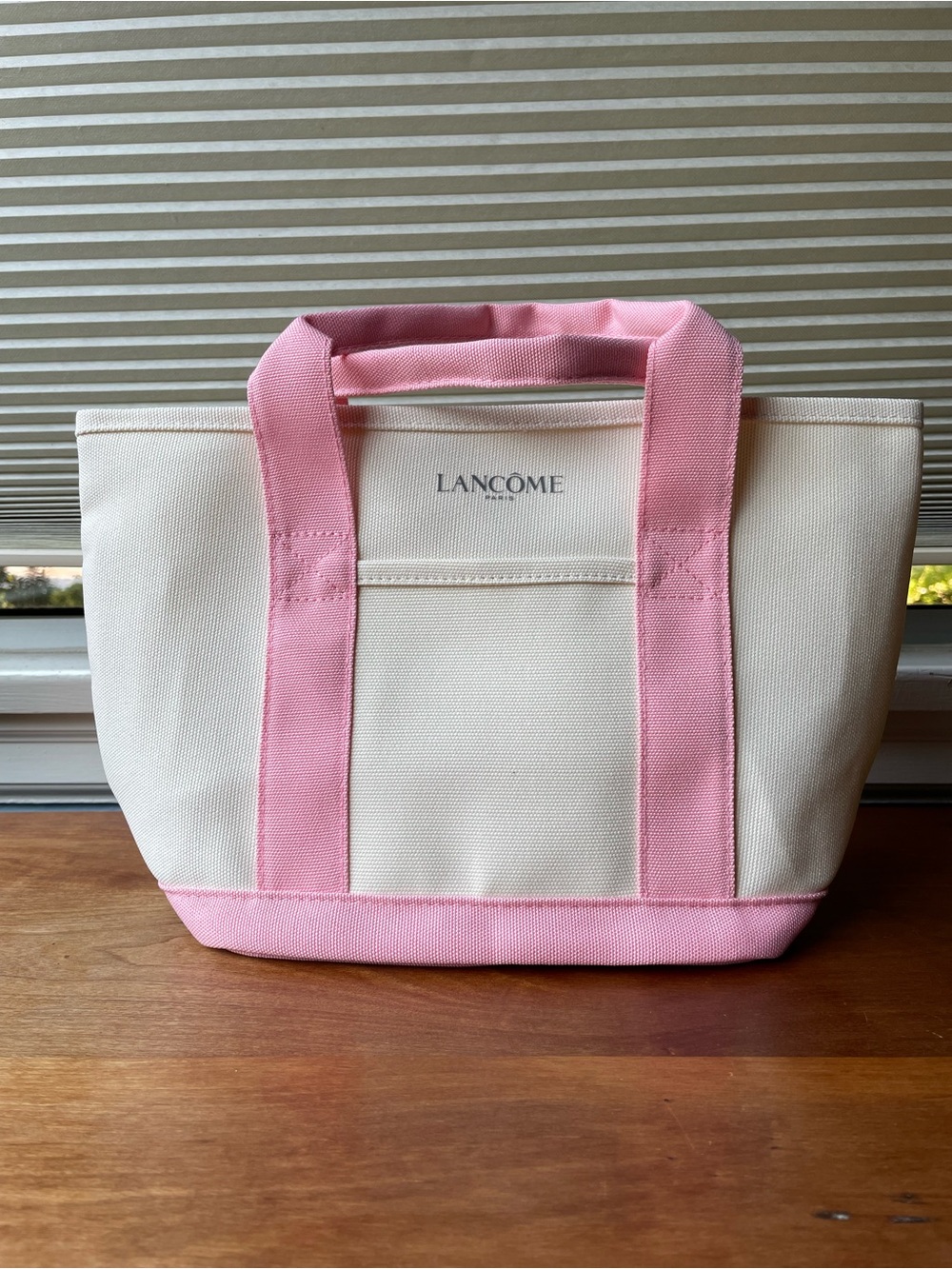 Lancôme Paris Pink and Cream Canvas Tote Bag